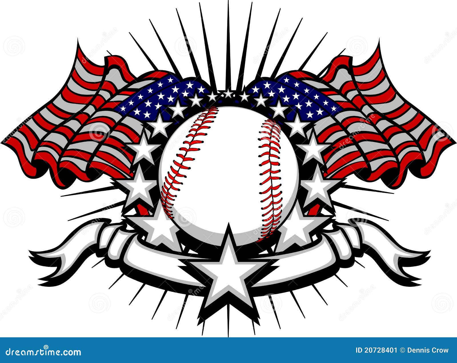 Download Baseball Vector Template With Flags And Stars Stock Image ...