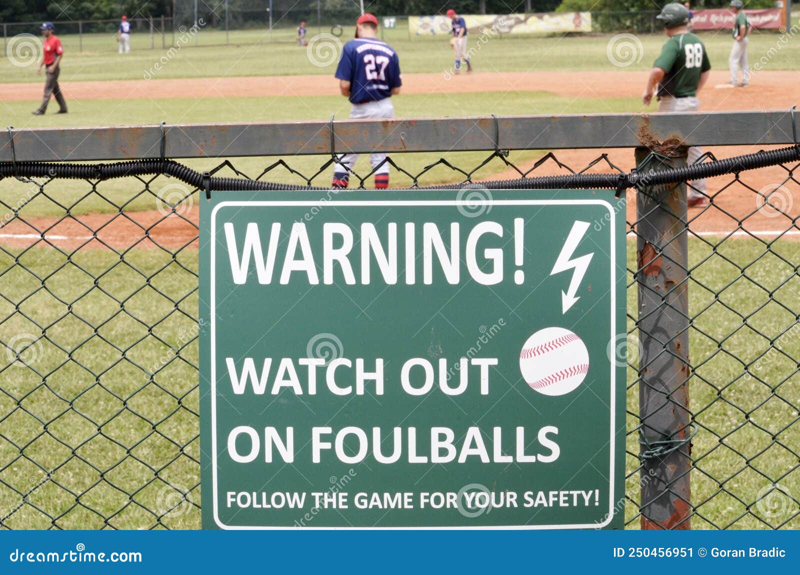 Baseball warning ball sign editorial photo. Image of terrain - 250456951