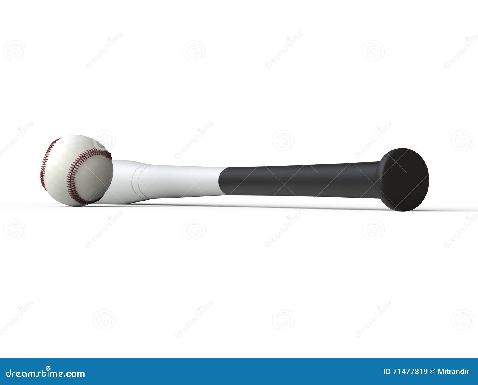 Baseball With White Baseball Bat Grip Closeup Shot Stock Image