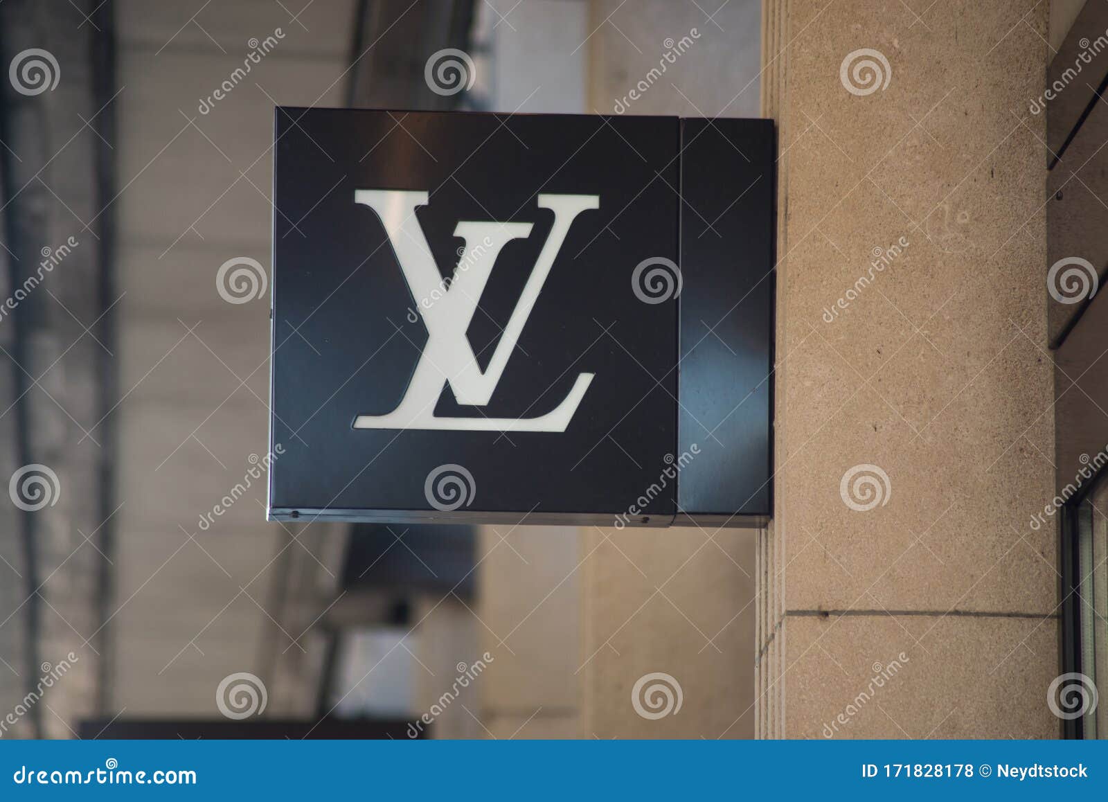 Louis Vuitton Logo on Signboard on Store Front in the Street Editorial ...