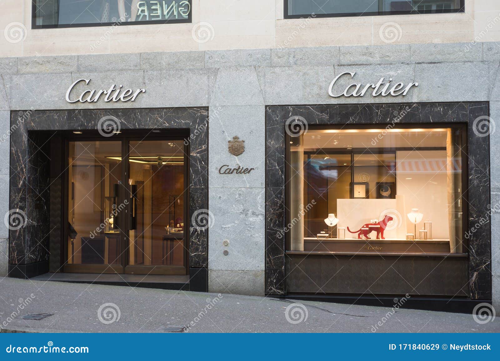 Cartier Luxury Jewelry Store Front in the Street Editorial Stock