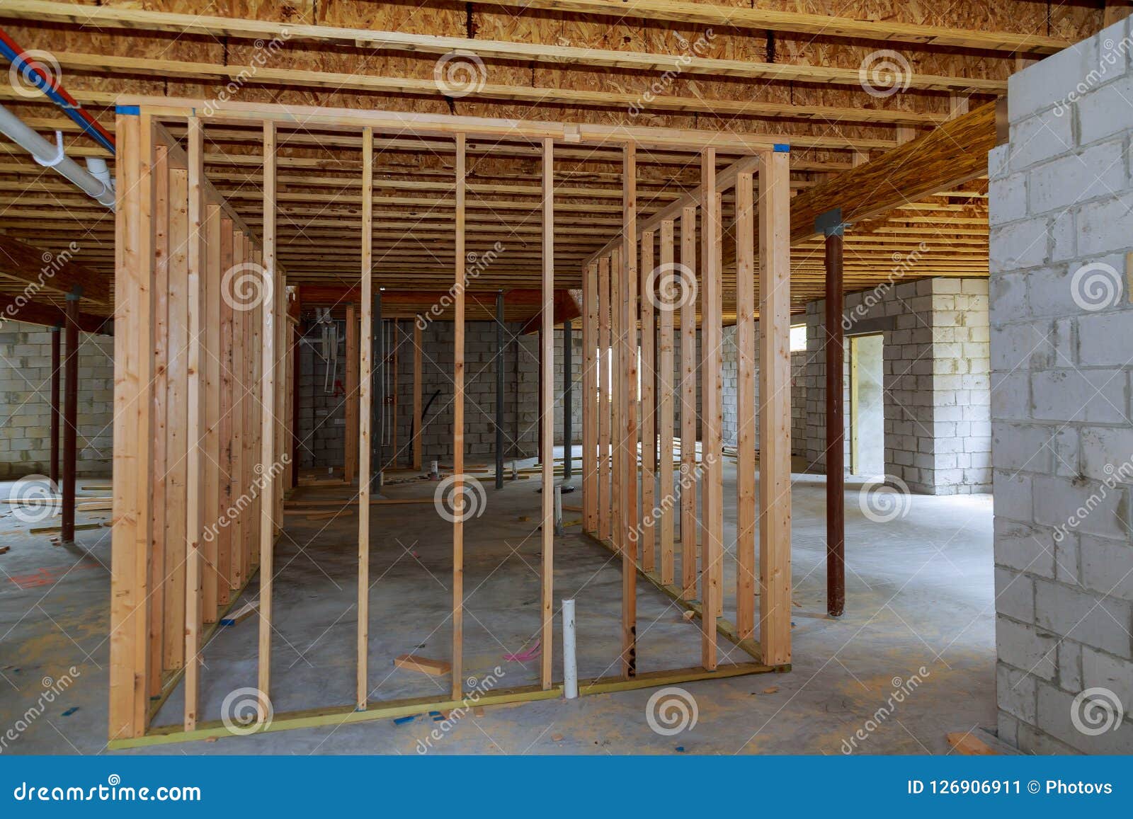 Basement Interior Wall Framing Renovation New Home