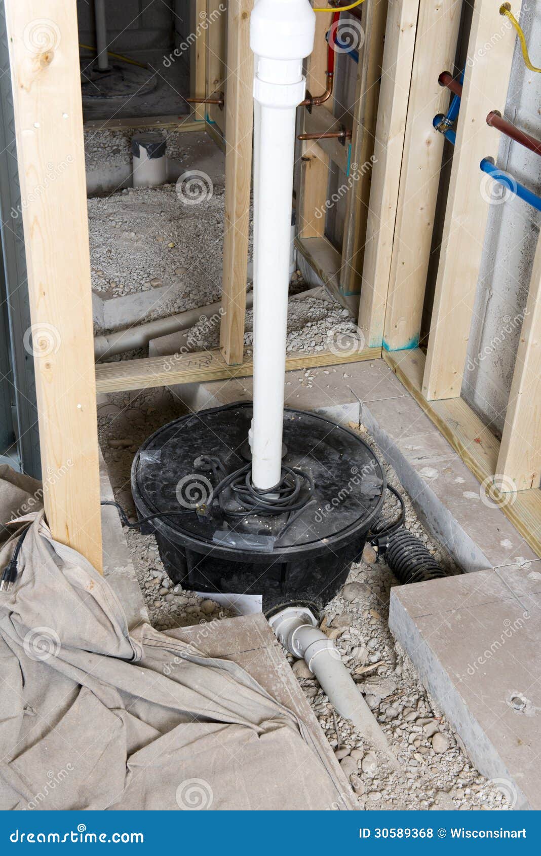 Basement Sump Pump Crock Home Improvement Royalty Free ... concrete slab diagrams 