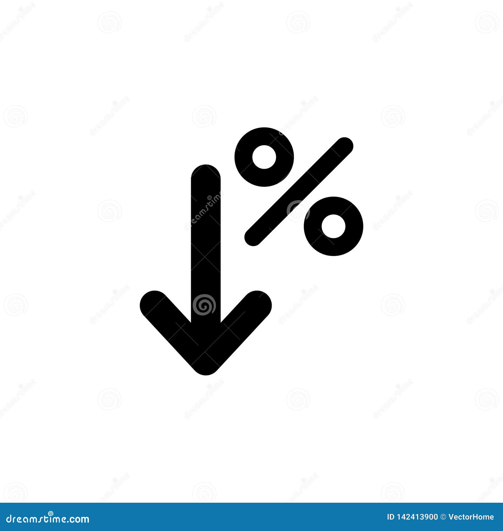 Percent Down Icon on a White Background. Stock Vector - Illustration of ...