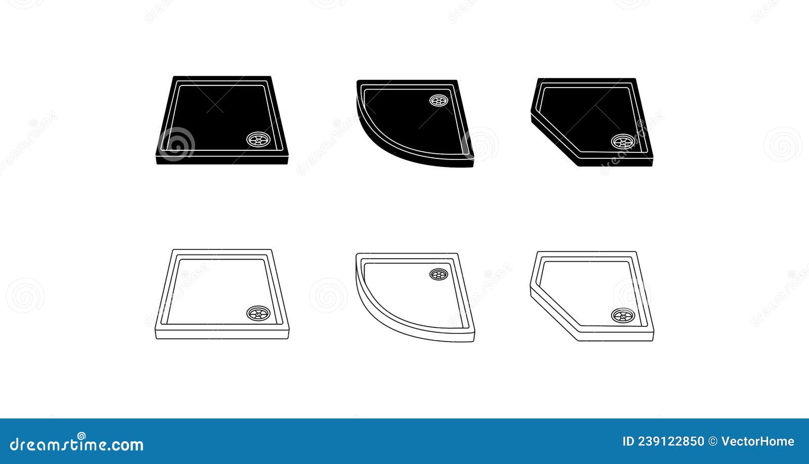 Shower Trays Icon, Line Color Vector Illustration Stock Vector