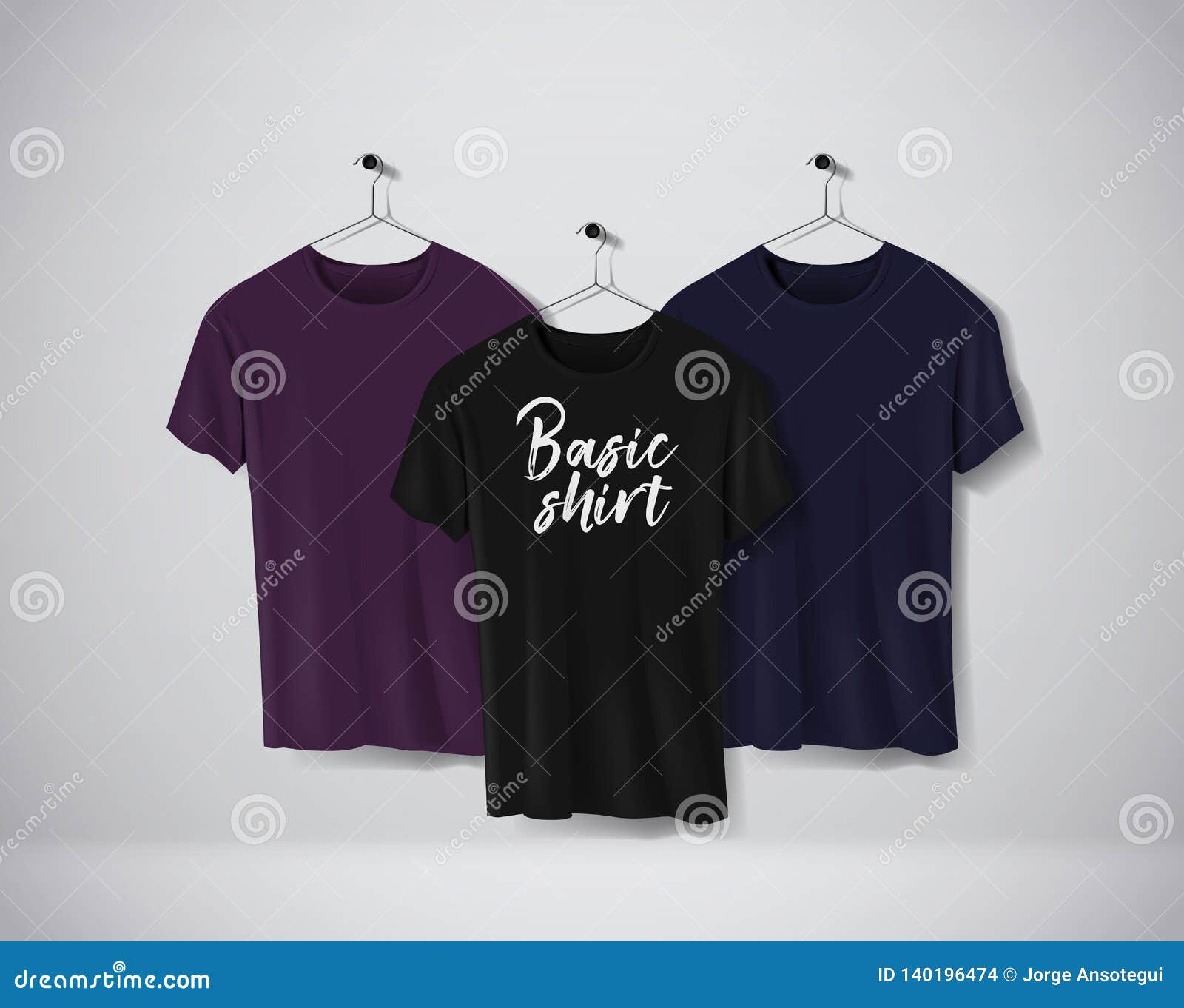 Download Basic Color Short Sleeve T-Shirts Mock-up Clothes Set ...