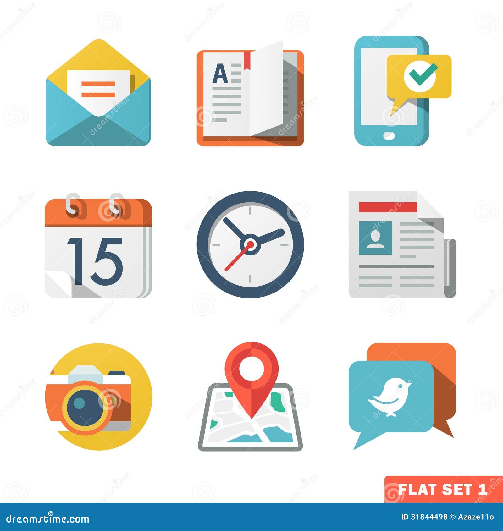 basic flat icon set for web and mobile application