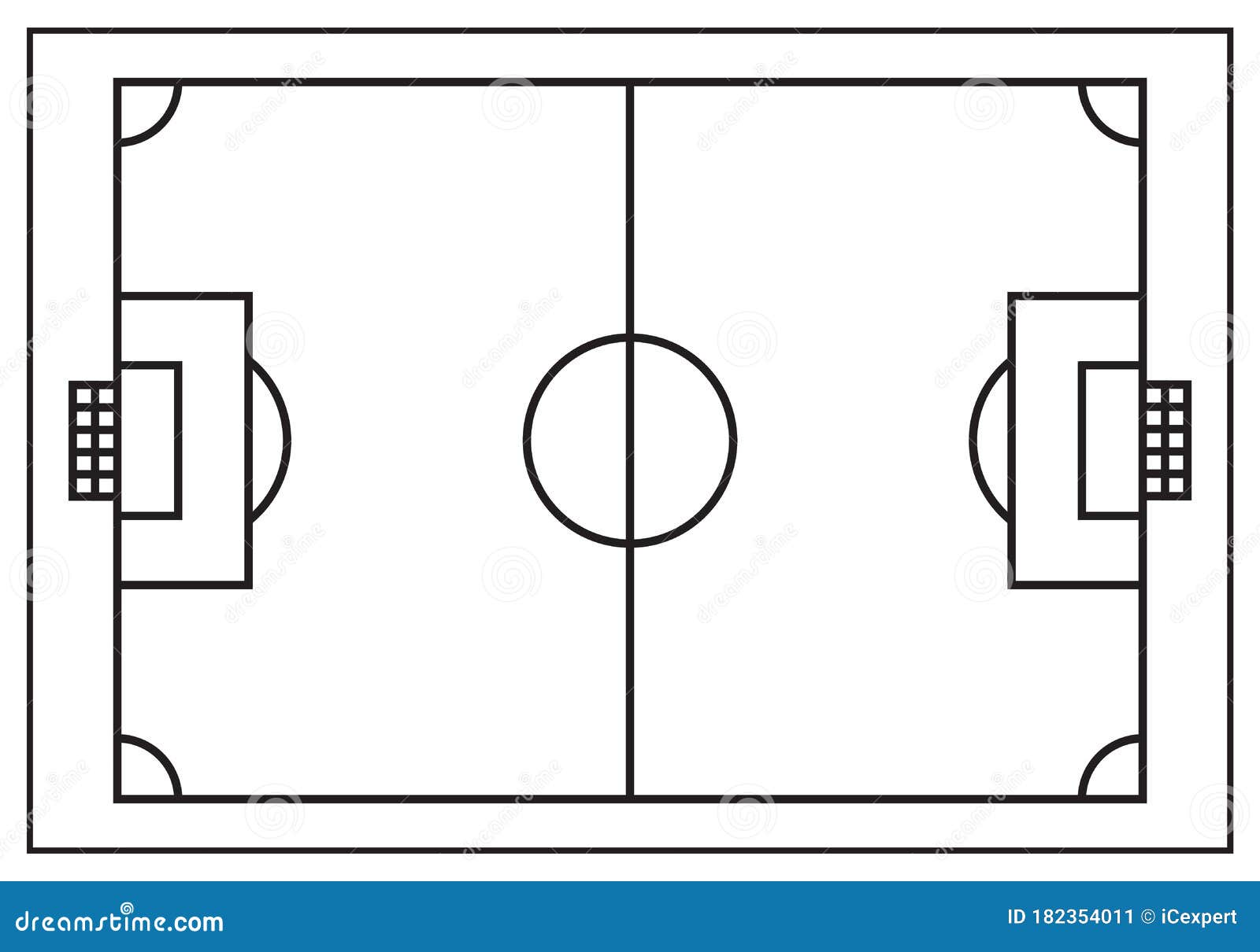 Basic Football Ground Plan Outline Design Stock Vector Illustration of field, area 182354011