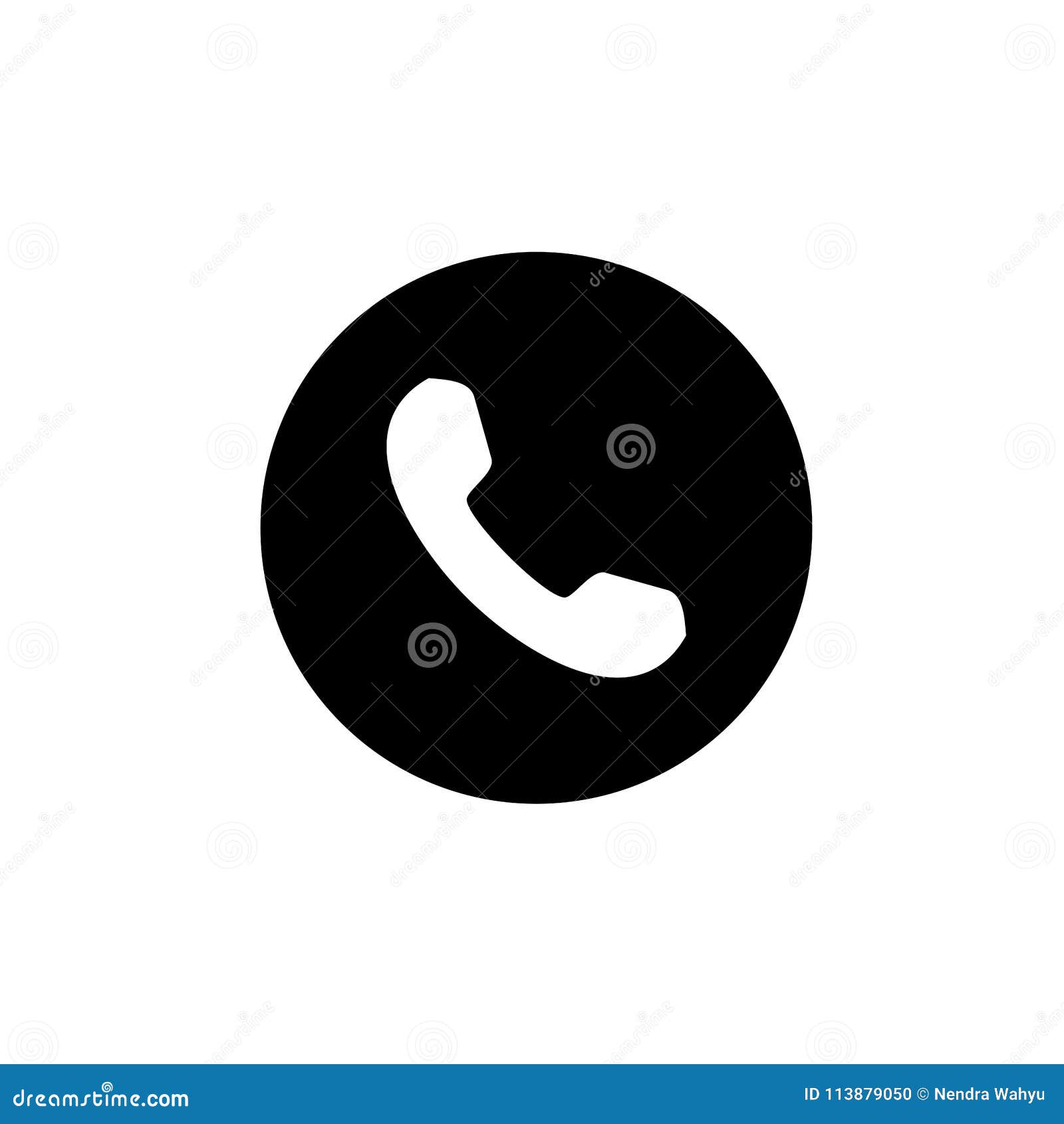 The Basic Logo Form of a Telephone Receiver with a Circle Frame Stock