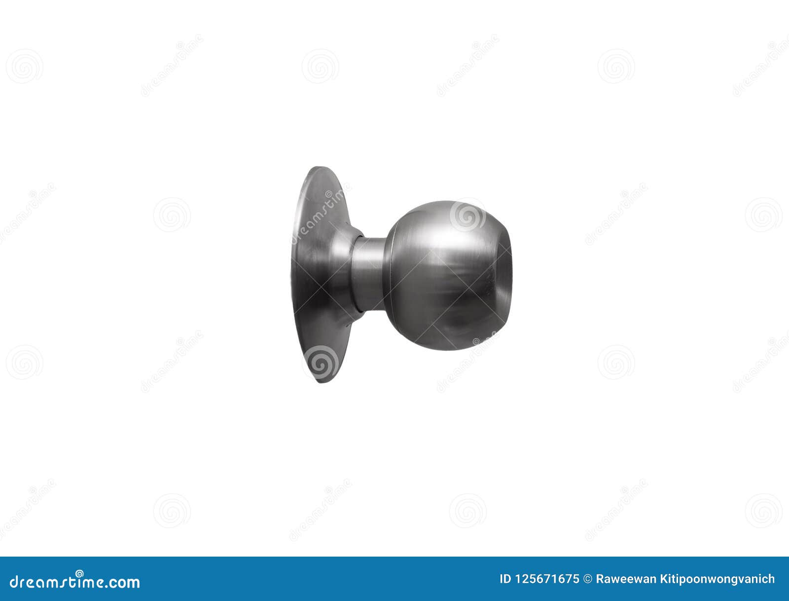 Basic Modern Door Knob with Silver Color Isolated on White, Interior