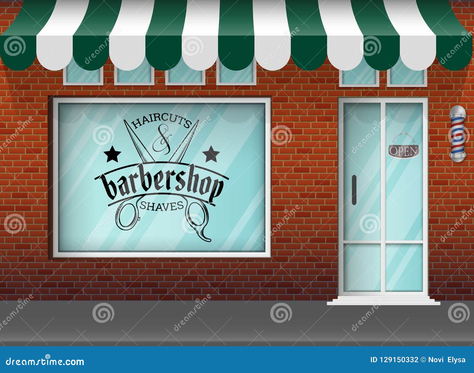 Barbershop Storefront Building Background Stock Vector - Illustration ...