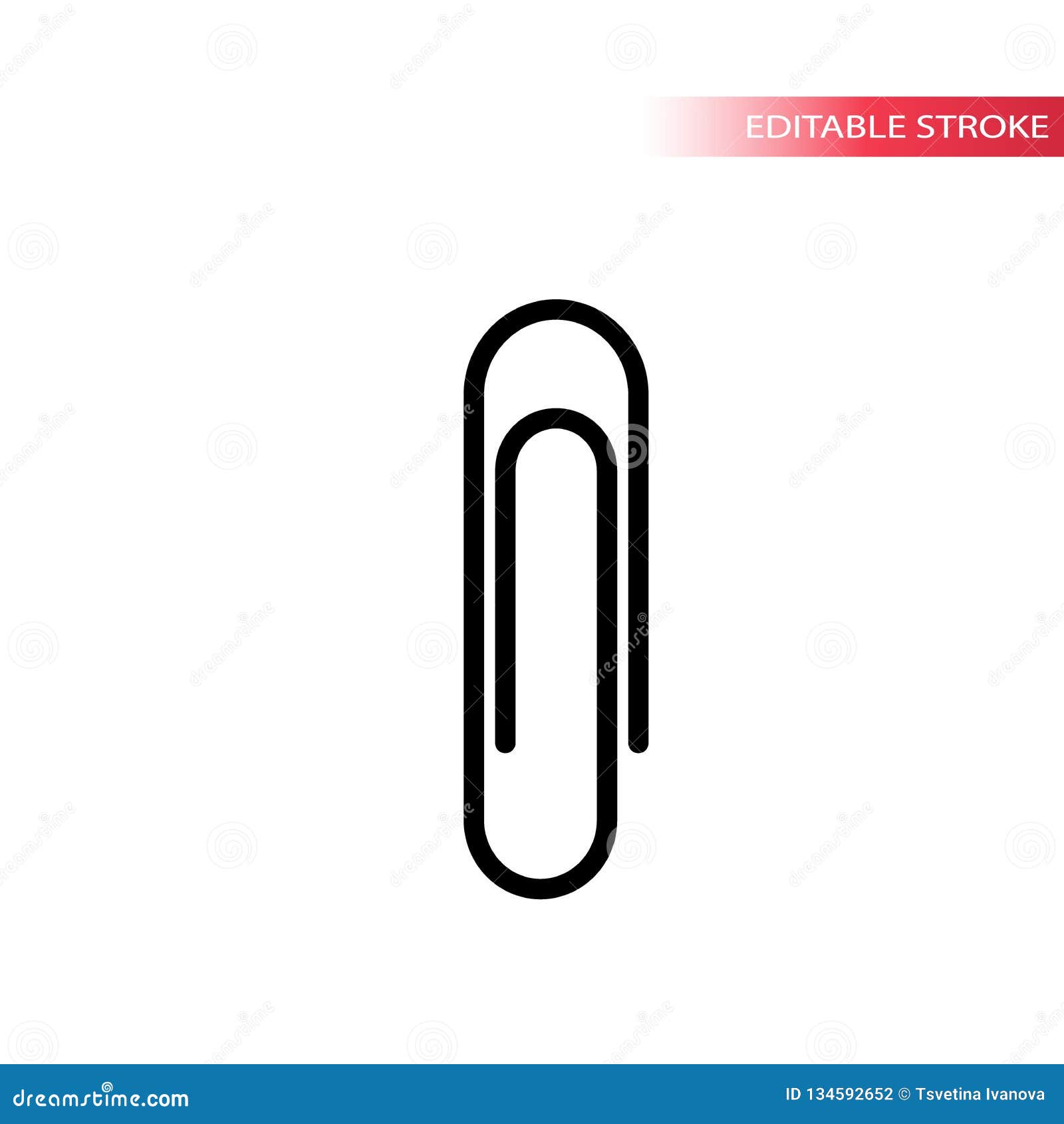 Outline Paperclip Simple Vector Icon. Editable Stroke Paper Clip Symbol