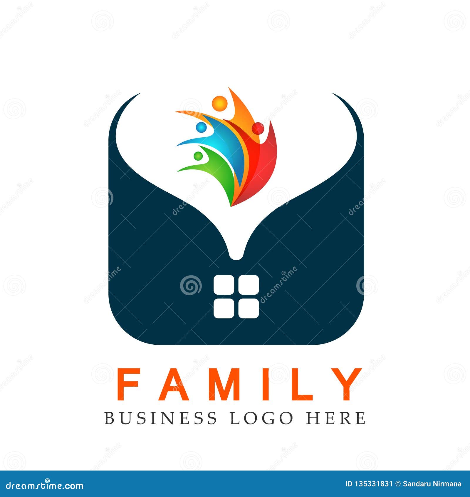 Family Heart Home House Roof Union in a Heart Shape Logo Icon Element ...