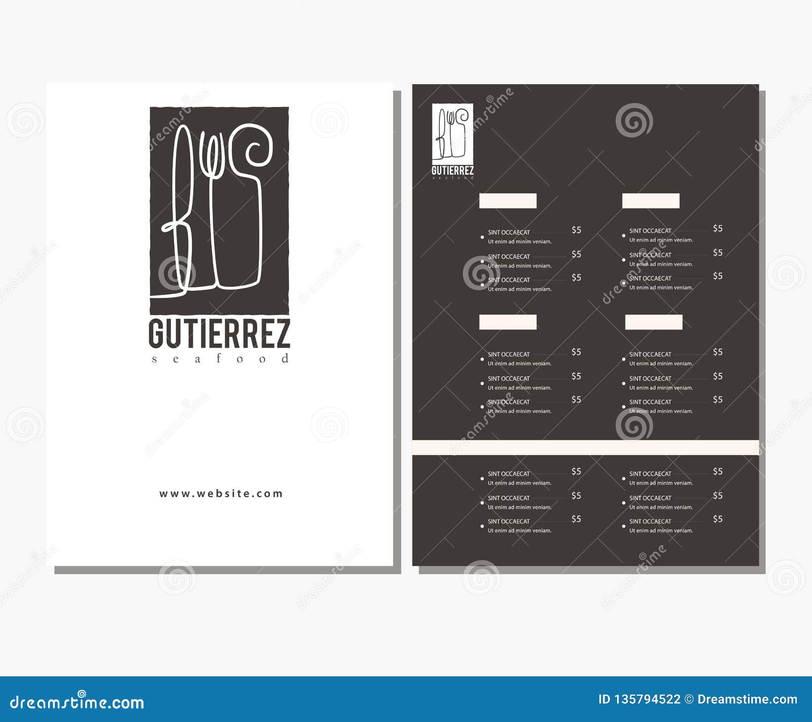 Clean Black and White Restaurant Menu, Template Design. Food Flyer With Regard To Menu Template For Pages