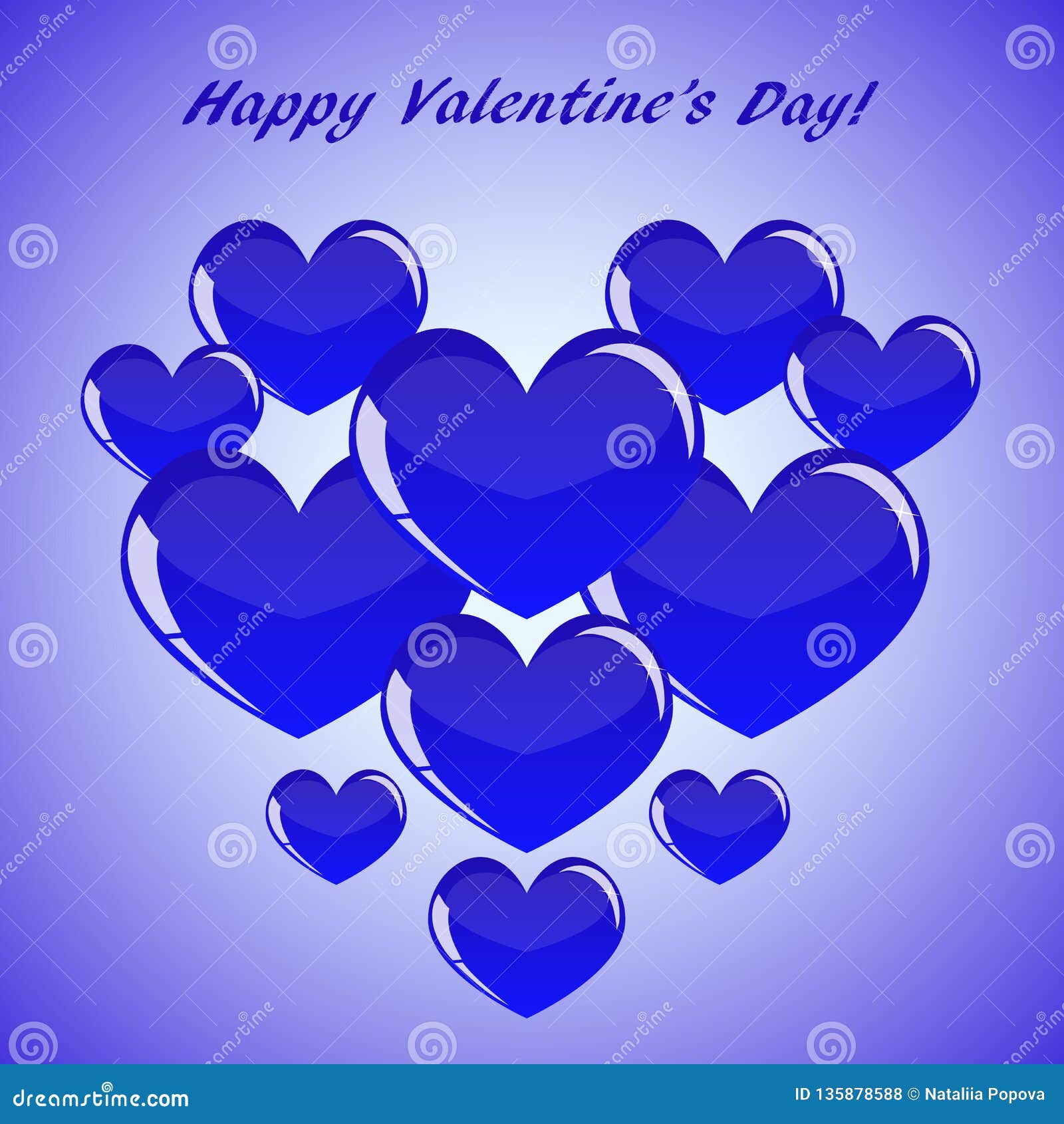 Abstract Blue Valentine`s Day Hearts Stock Illustration Illustration