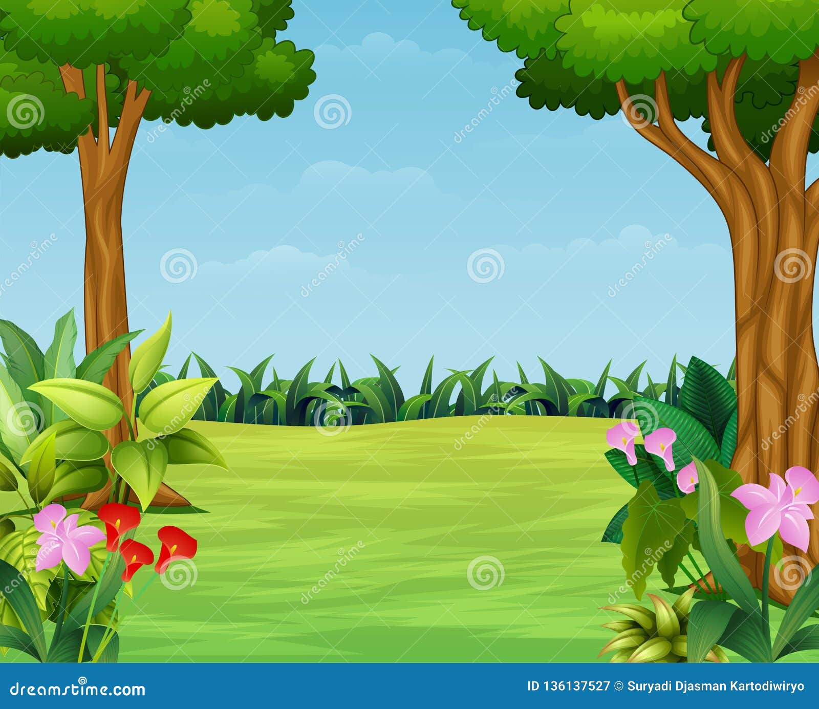 Cartoon of Nature Scene with Beautiful Park Stock Vector - Illustration of  landscape, river: 136137527