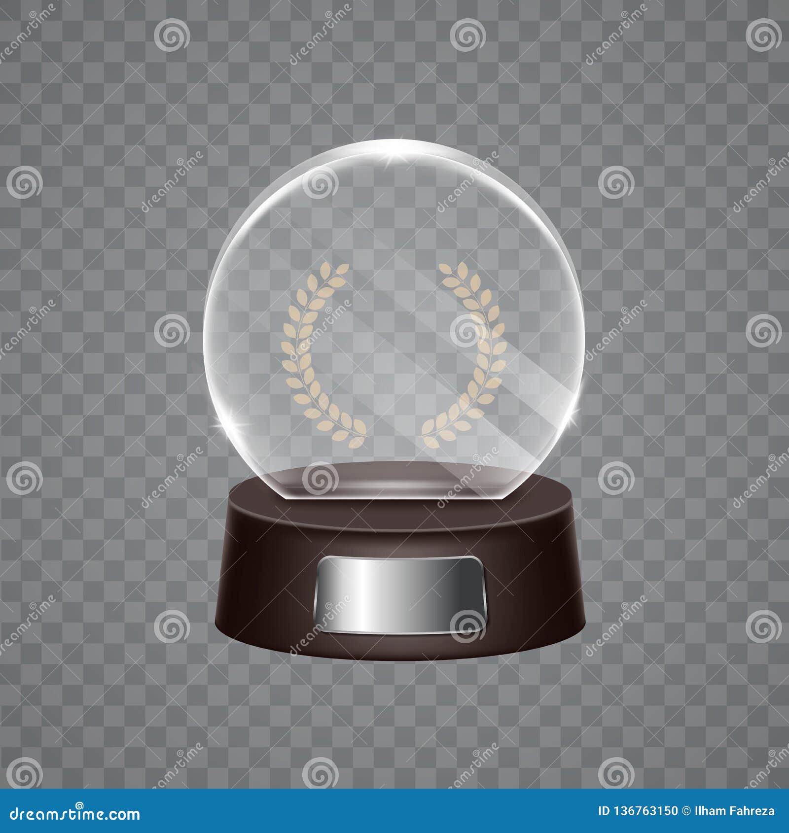 Download Glass Trophy Award. Glass Trophy Mockup Stand On Clear ...