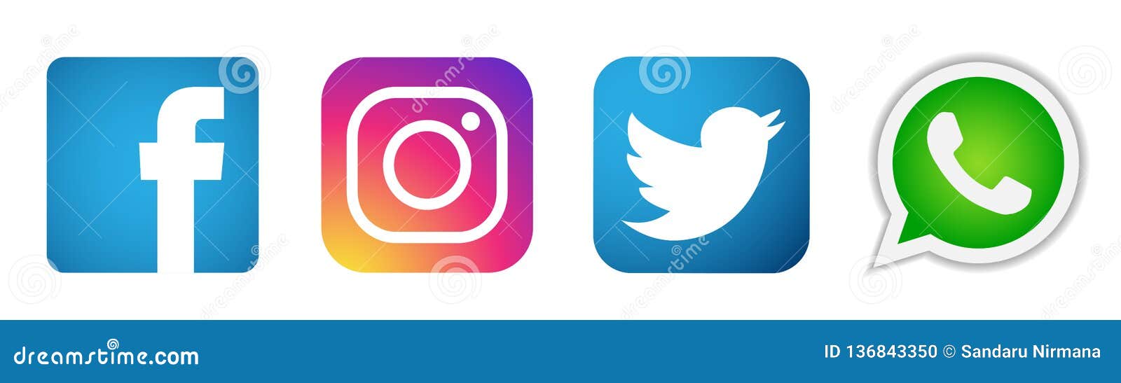 Set Of Popular Social Media Logos Icons Instagram Facebook Twitter Whatsapp Element Vector On White Background Editorial Image Illustration Of Element Blogd