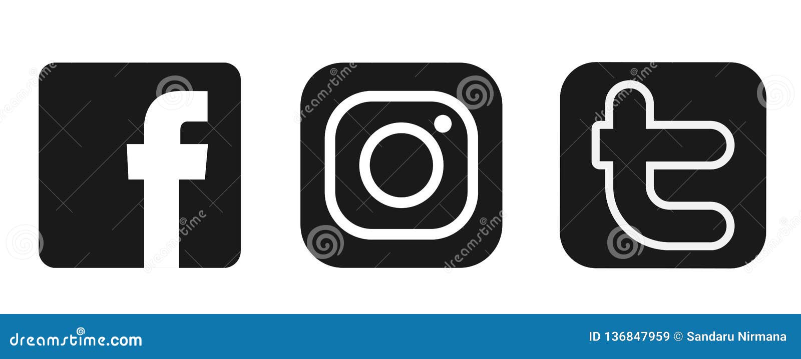 Set Of Popular Social Media Logos Icons Instagram Facebook Twitter Element Vector On White Background Editorial Stock Image Illustration Of Twitter June
