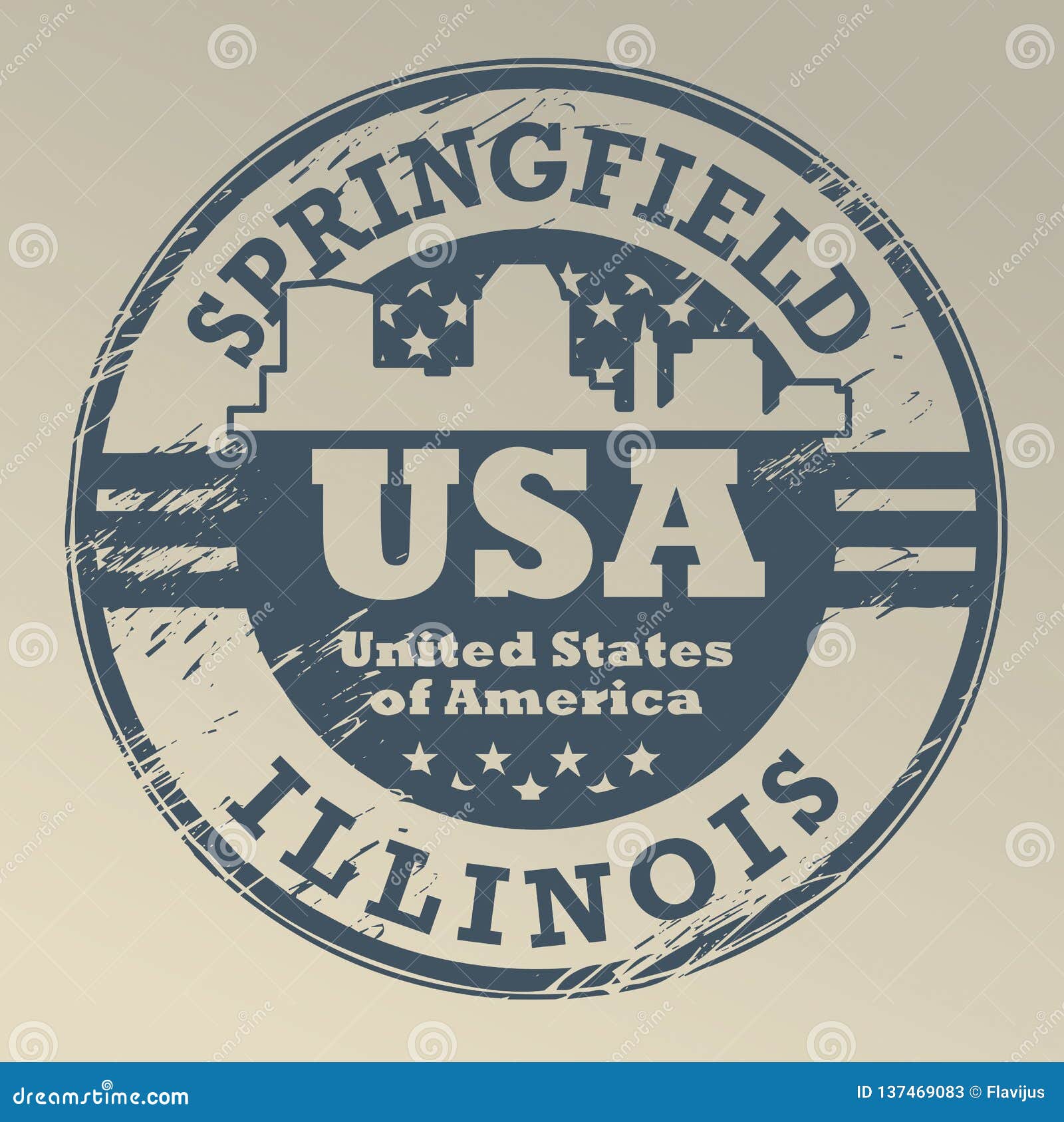 Grunge Rubber Stamp with Name of Illinois, Springfield Stock Vector