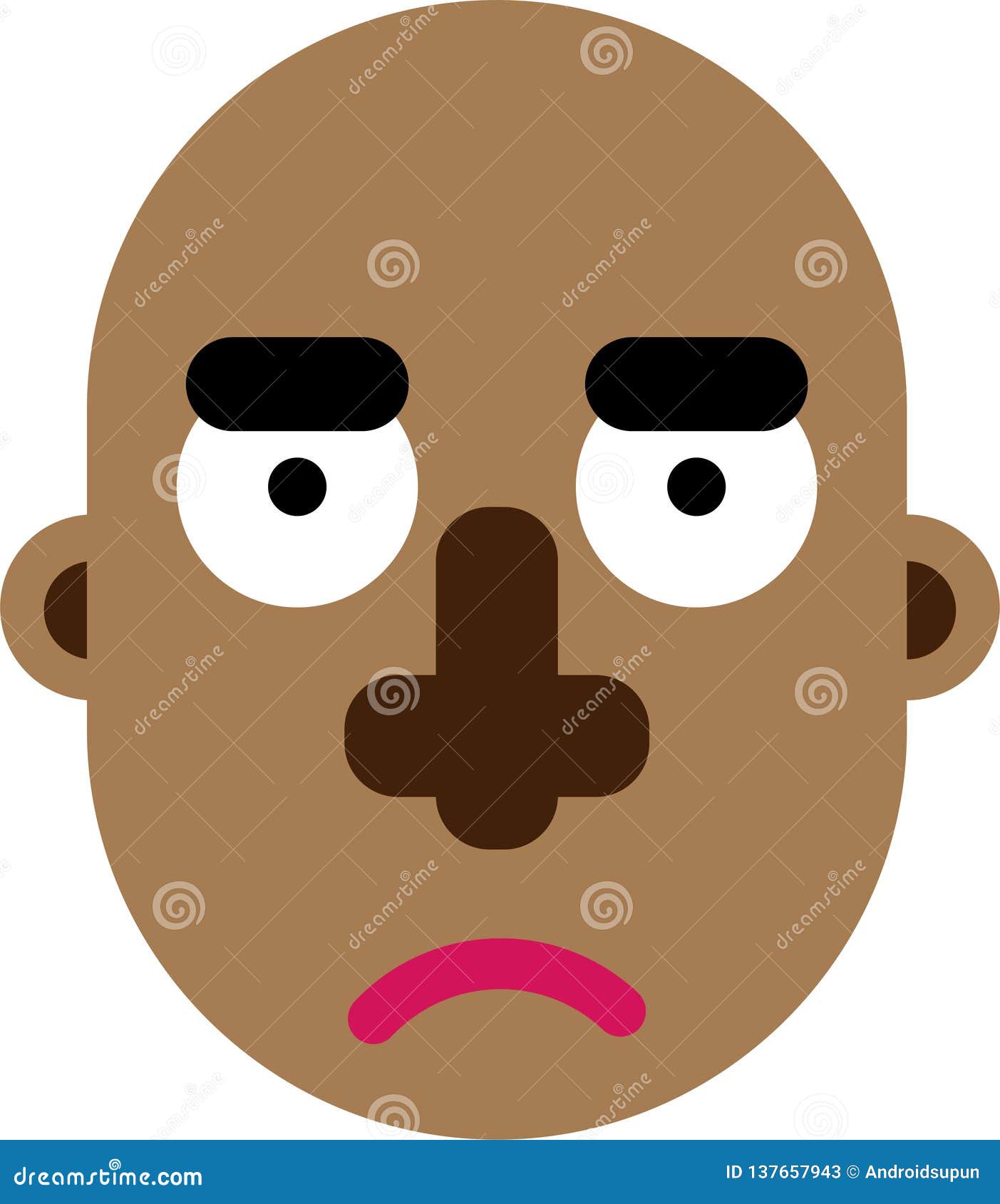 Black Guy Worried Face Flat Deaign Stock Vector - Illustration of
