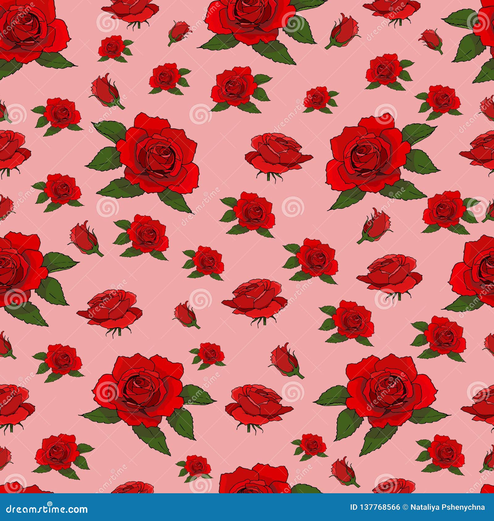 Red roses seamless pattern stock illustration. Illustration of seamless ...