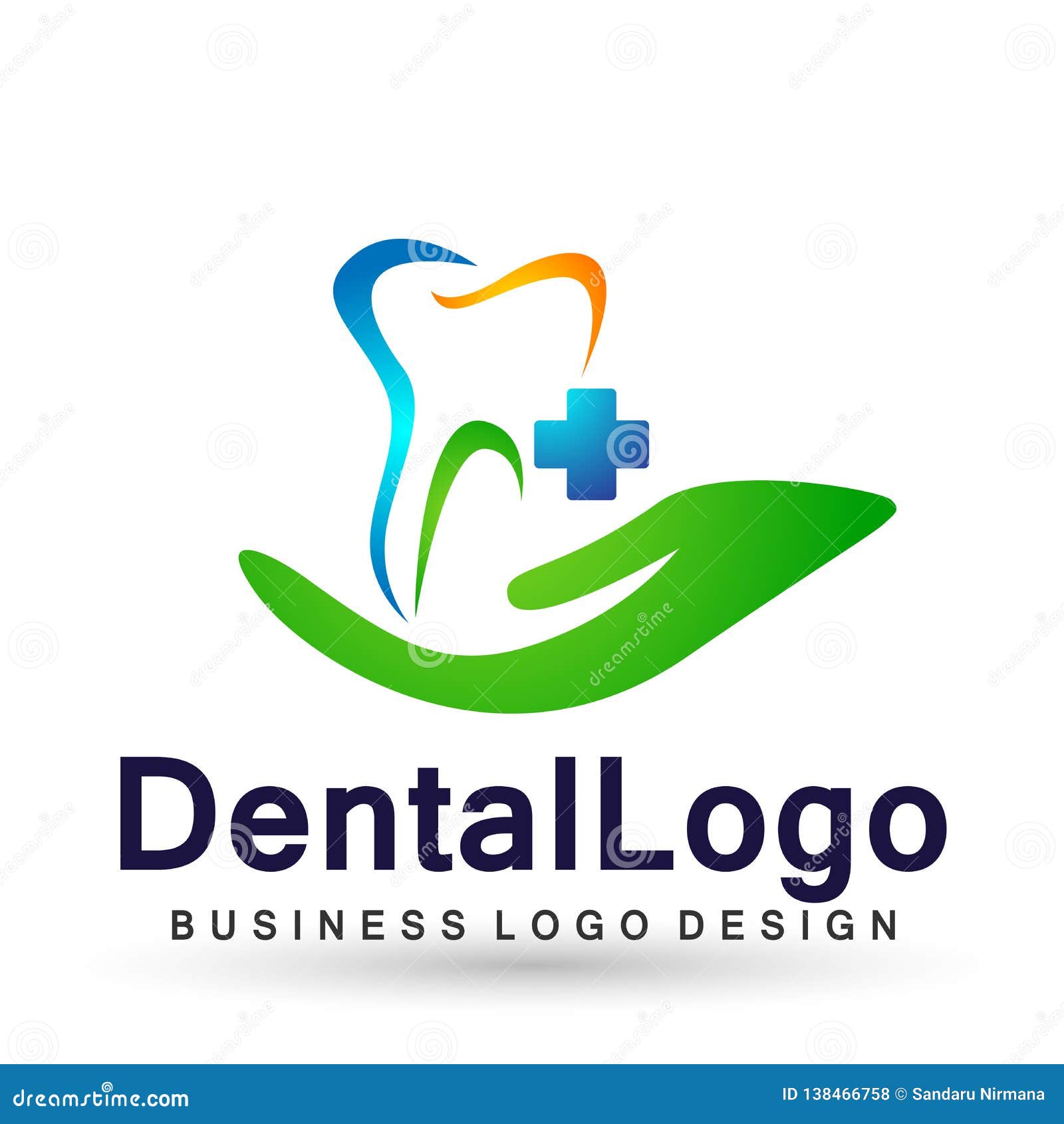 Vector Logo Design Illustration for Dental Clinic Healthcare with Hand