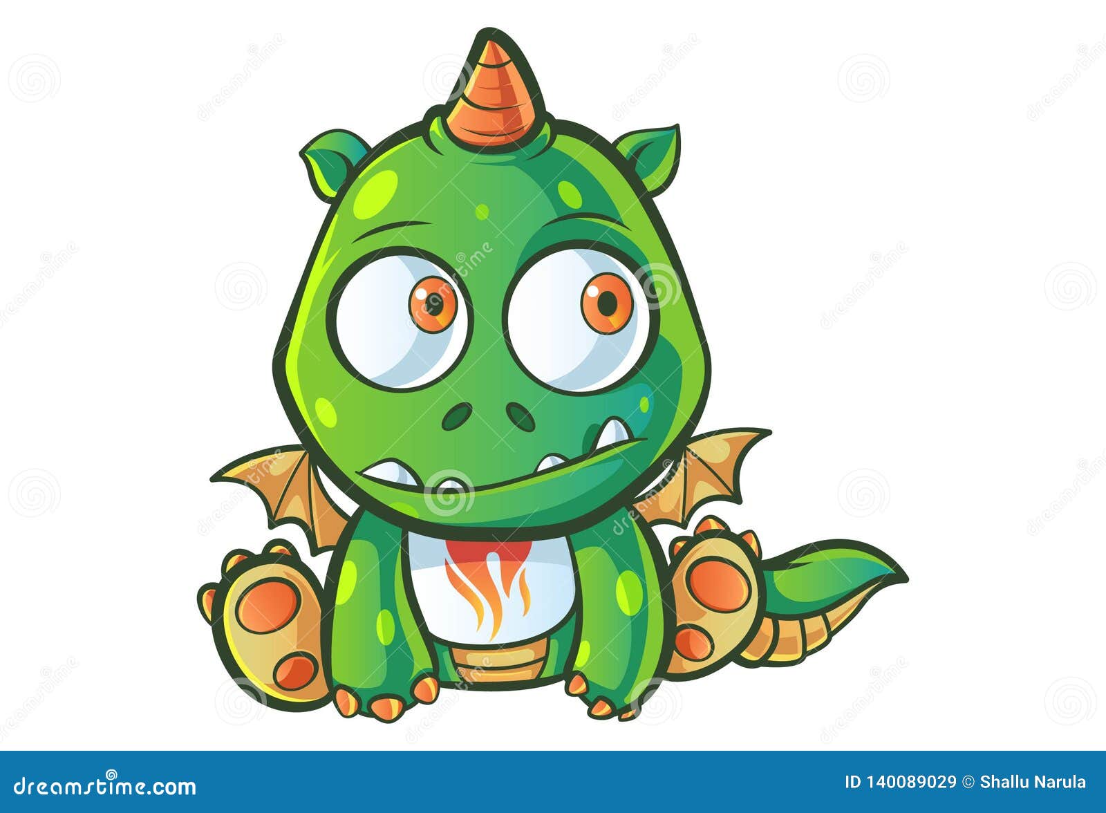 Download Cartoon Illustration Of Cute Baby Dragon. Stock Vector ...