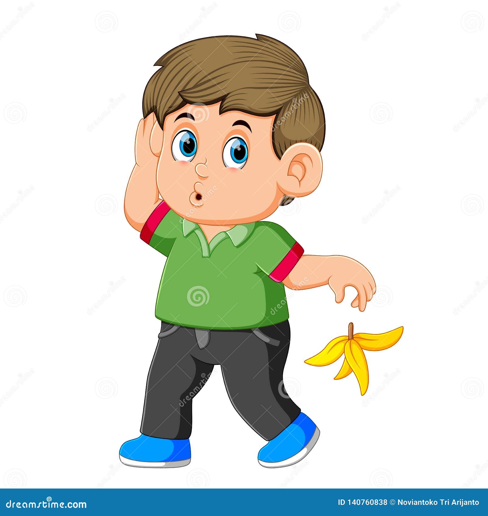 A Man Toss The Banana Peel He Just Ate Earlier And Walk Away Stock a-man-toss-the-banana-peel-he-just-ate-earlier-and-walk-away-stock
