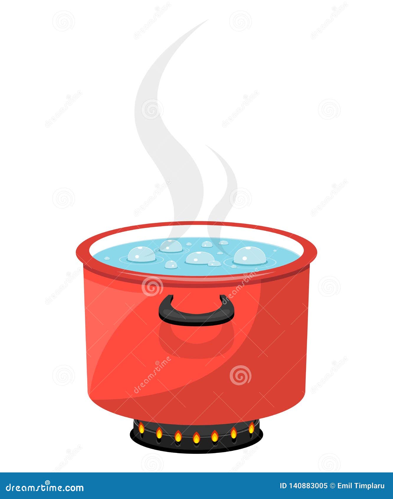 Boiling Water in Red Pan Vector Design Stock Vector - Illustration of ...