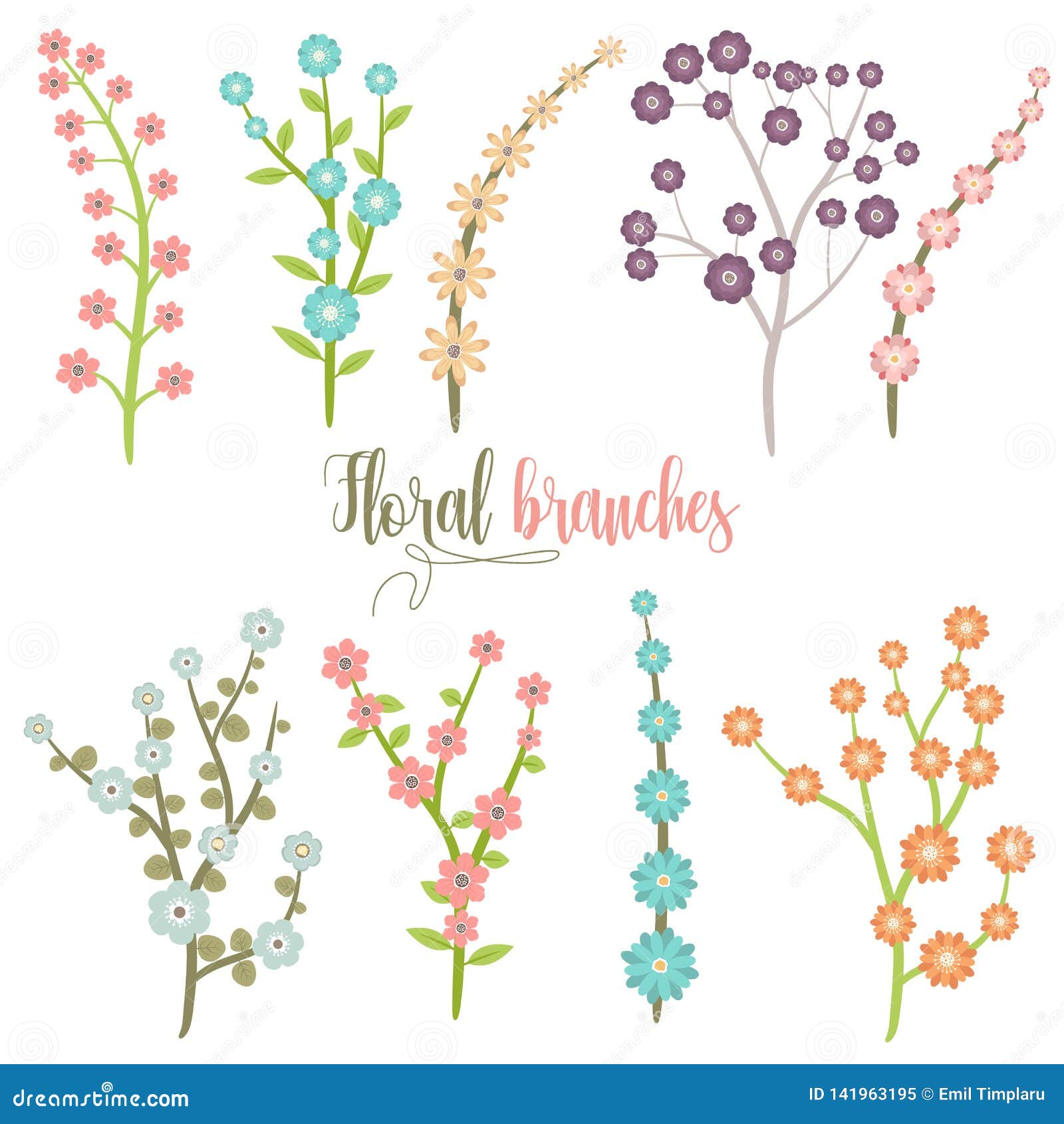 Beautiful Collection Pack of Different Floral Designs Stock Vector
