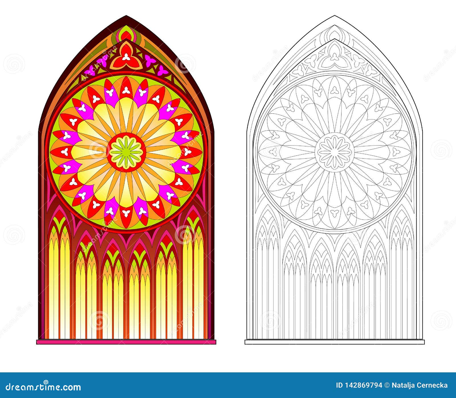 Colorful and Black and White Pattern of Gothic Stained Glass Pertaining To Stained Glass Windows Worksheet