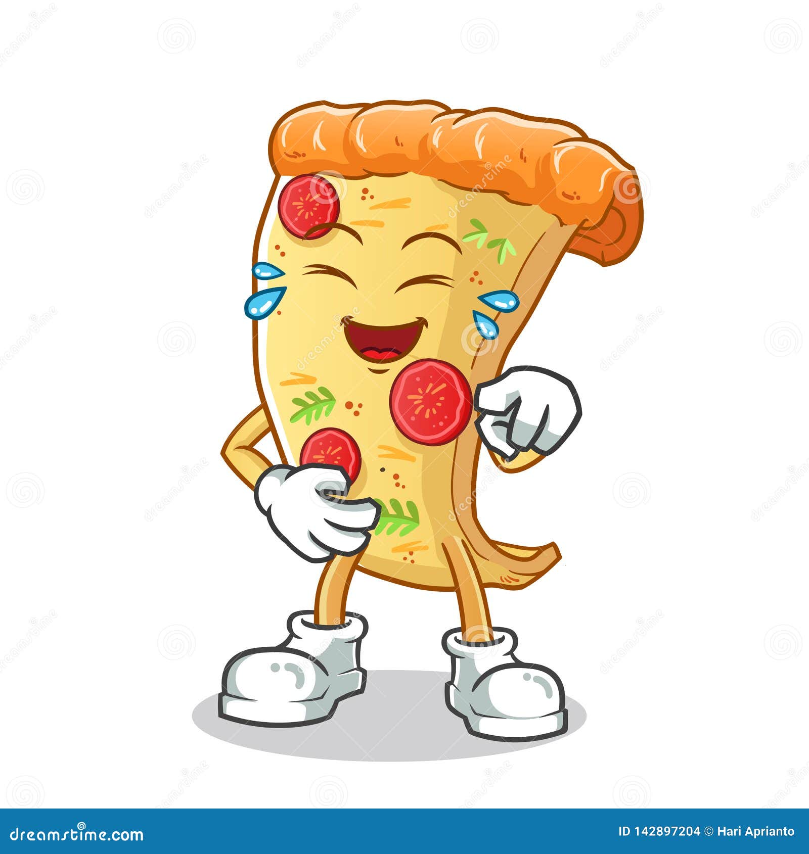 Pizza Laughing Loudly Mascot Vector Cartoon Illustration