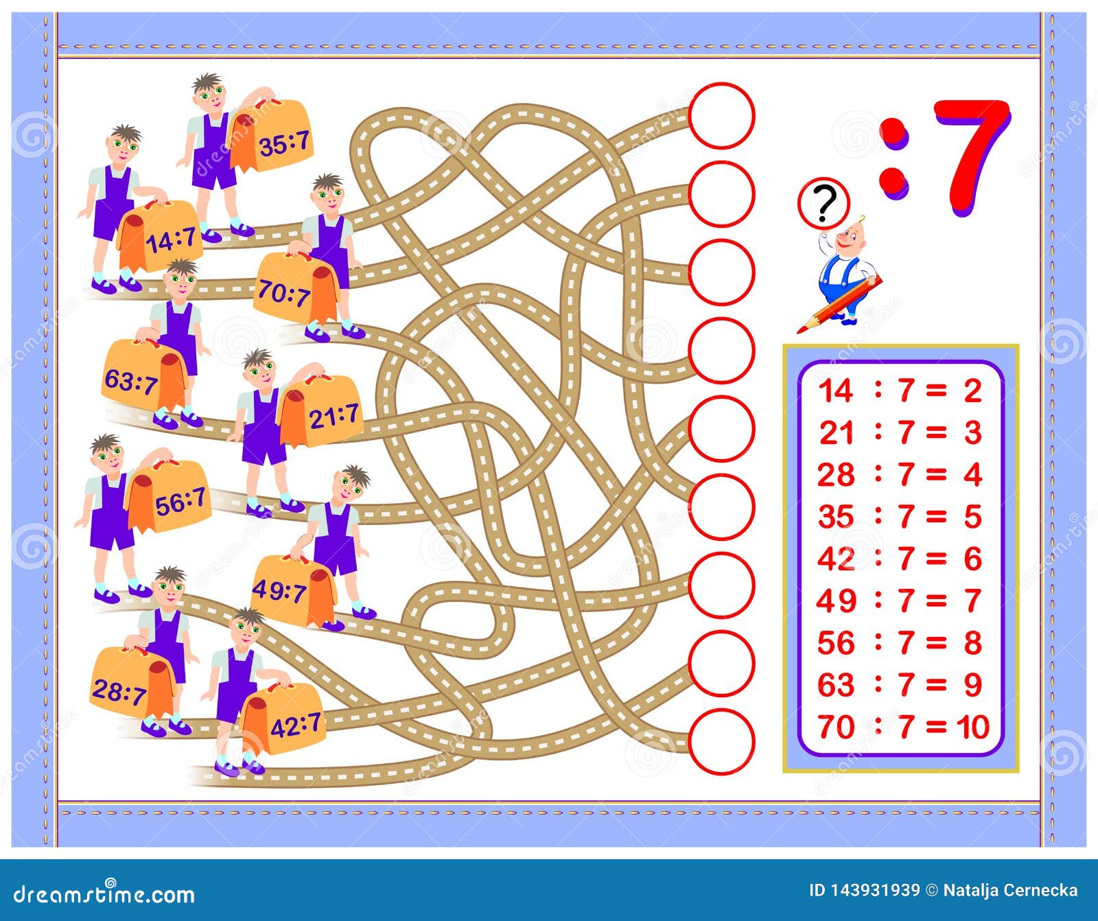 Exercises for Kids with Division by Number 22. Write Numbers in