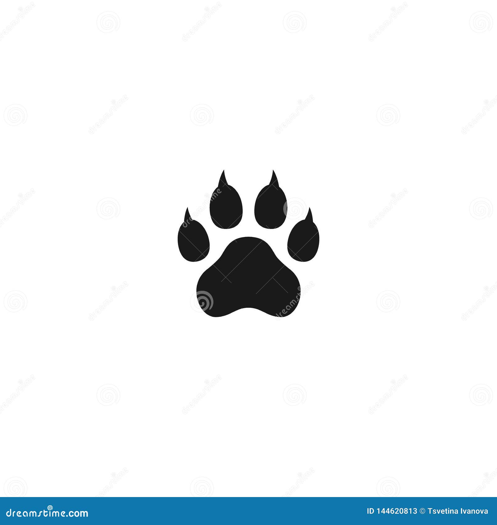 dog paw with claws  print mark