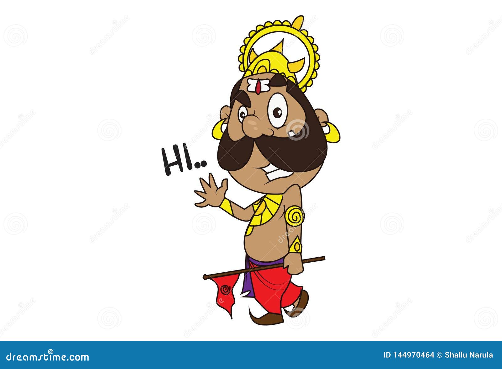 Vector Cartoon Illustration of Cute Ravan. Stock Vector - Illustration of  india, deepawali: 144970464