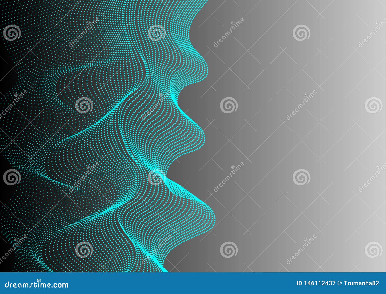  abstract shiny cyan curves in dark grey gradient background