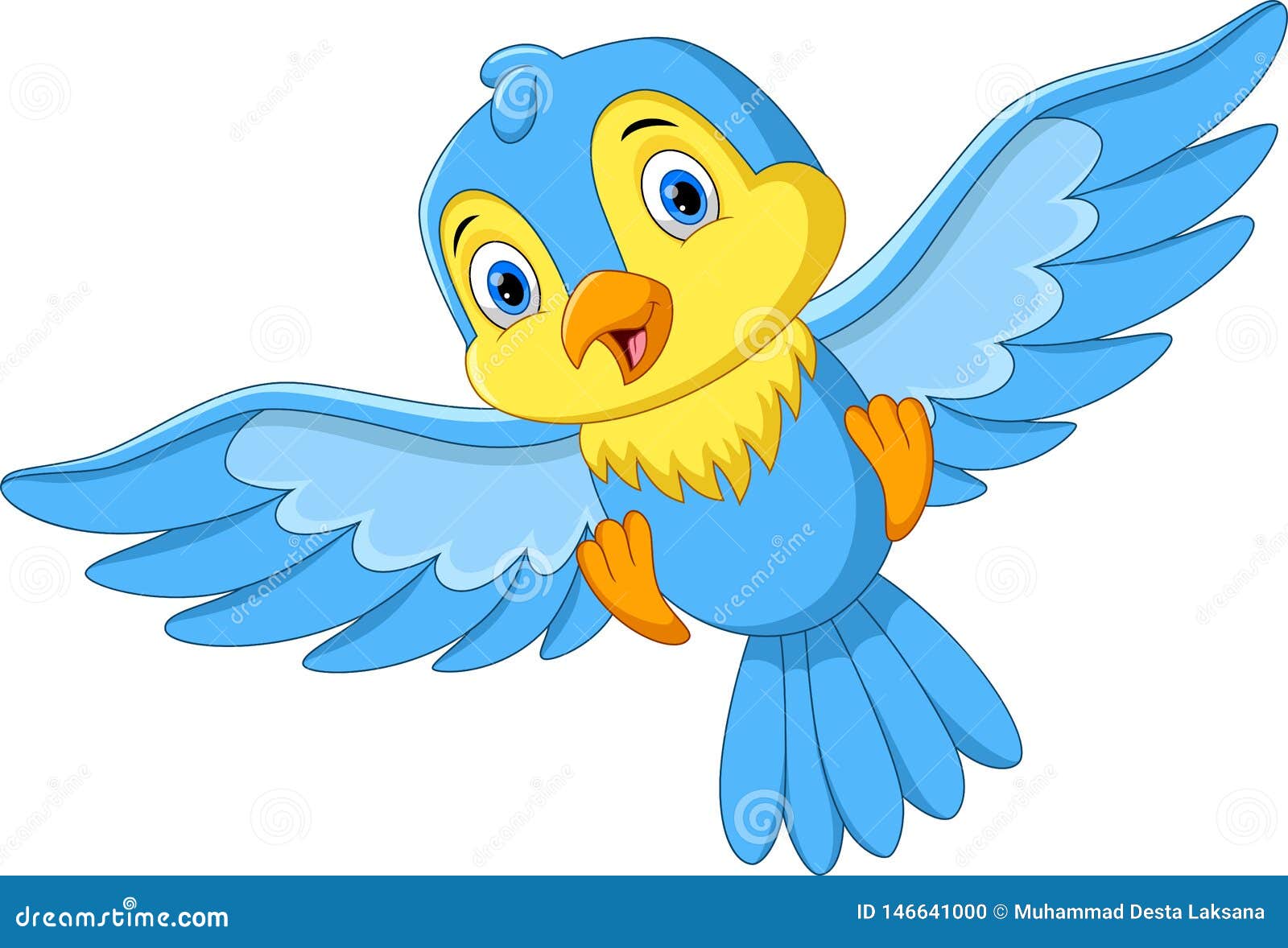 Illustration of Cute Cartoon Little Bird Flying Stock Illustration ...