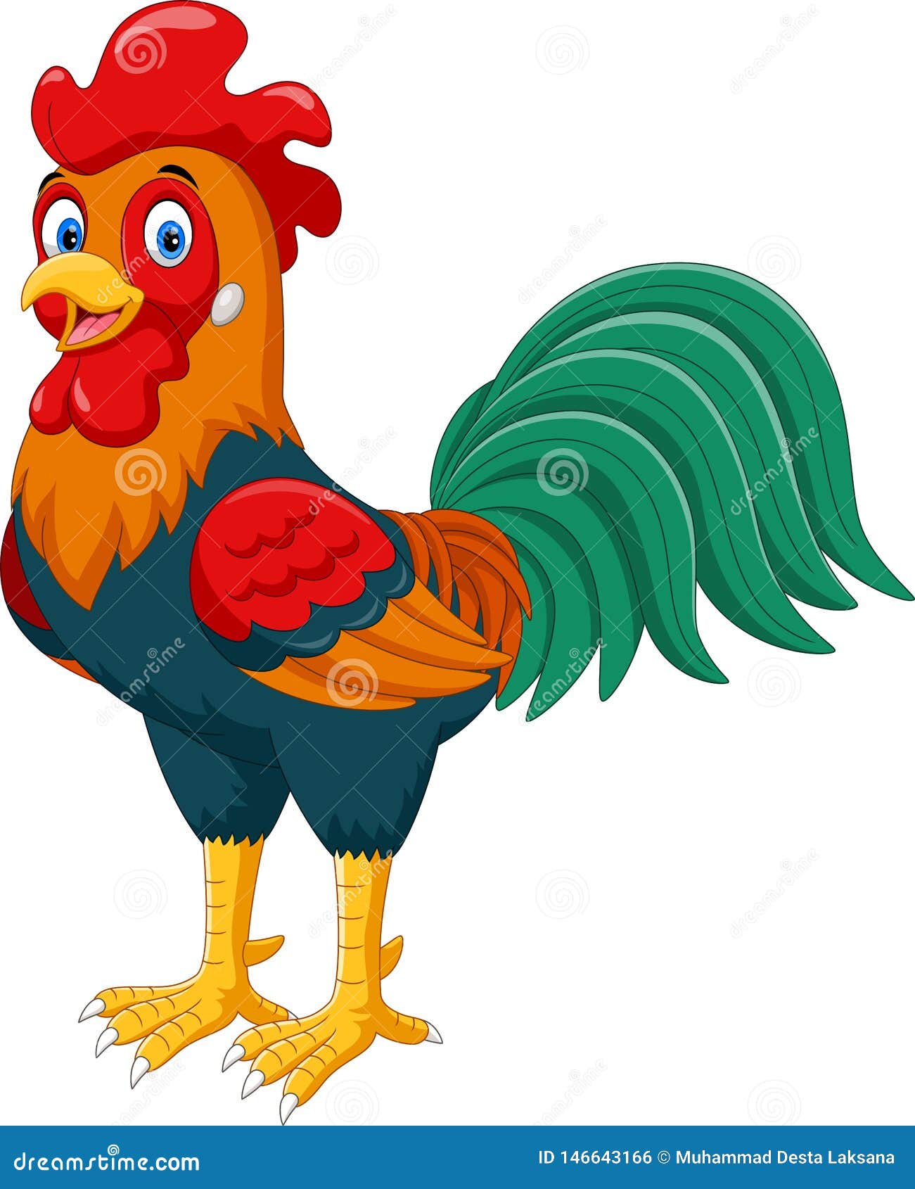Illustration of Happy Cartoon Rooster Stock Illustration - Illustration of  leaning, charming: 146643166