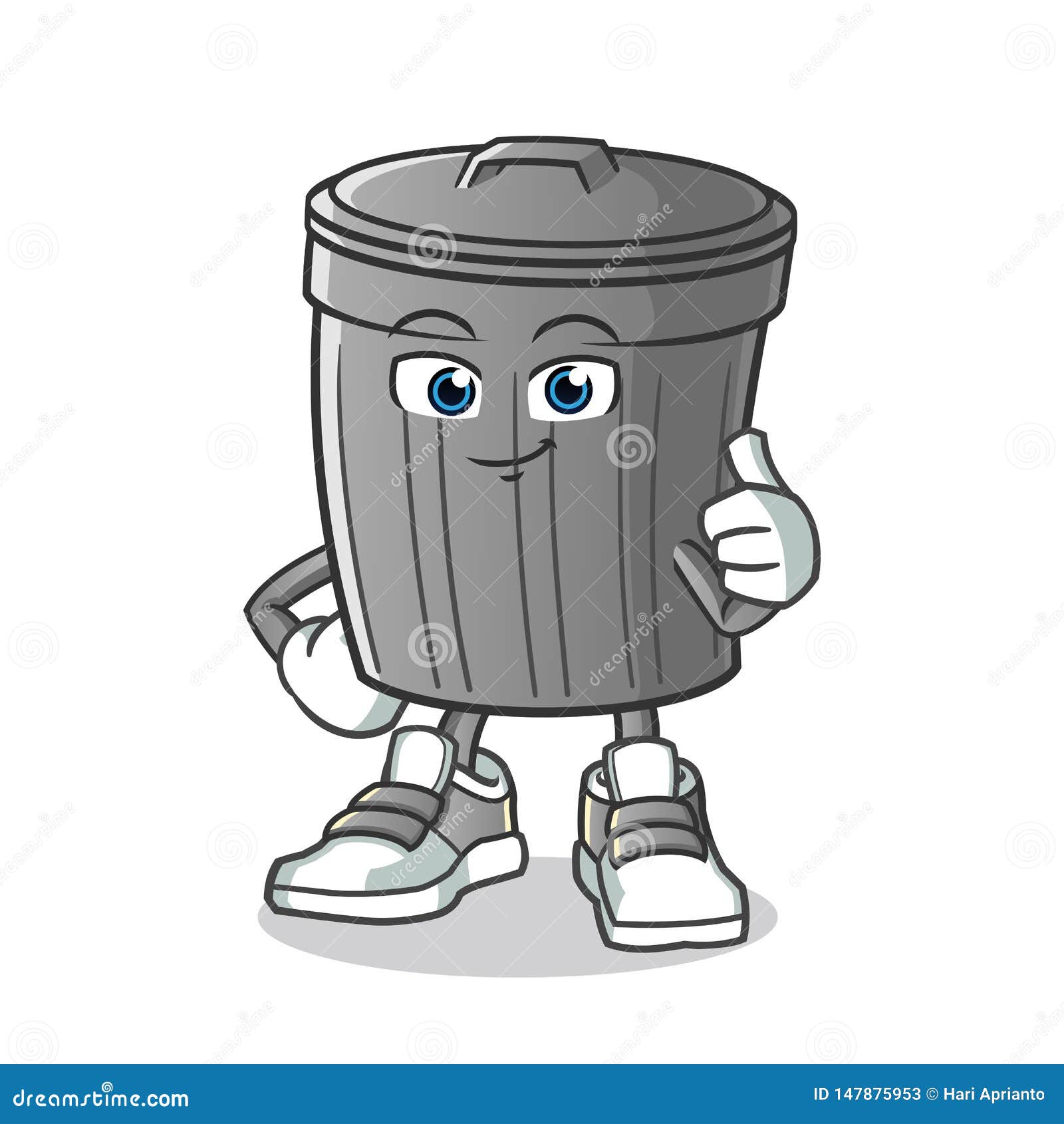 Trash Can Thumbs Up Mascot Vector Cartoon Illustration Stock Vector -  Illustration of face, design: 147875953