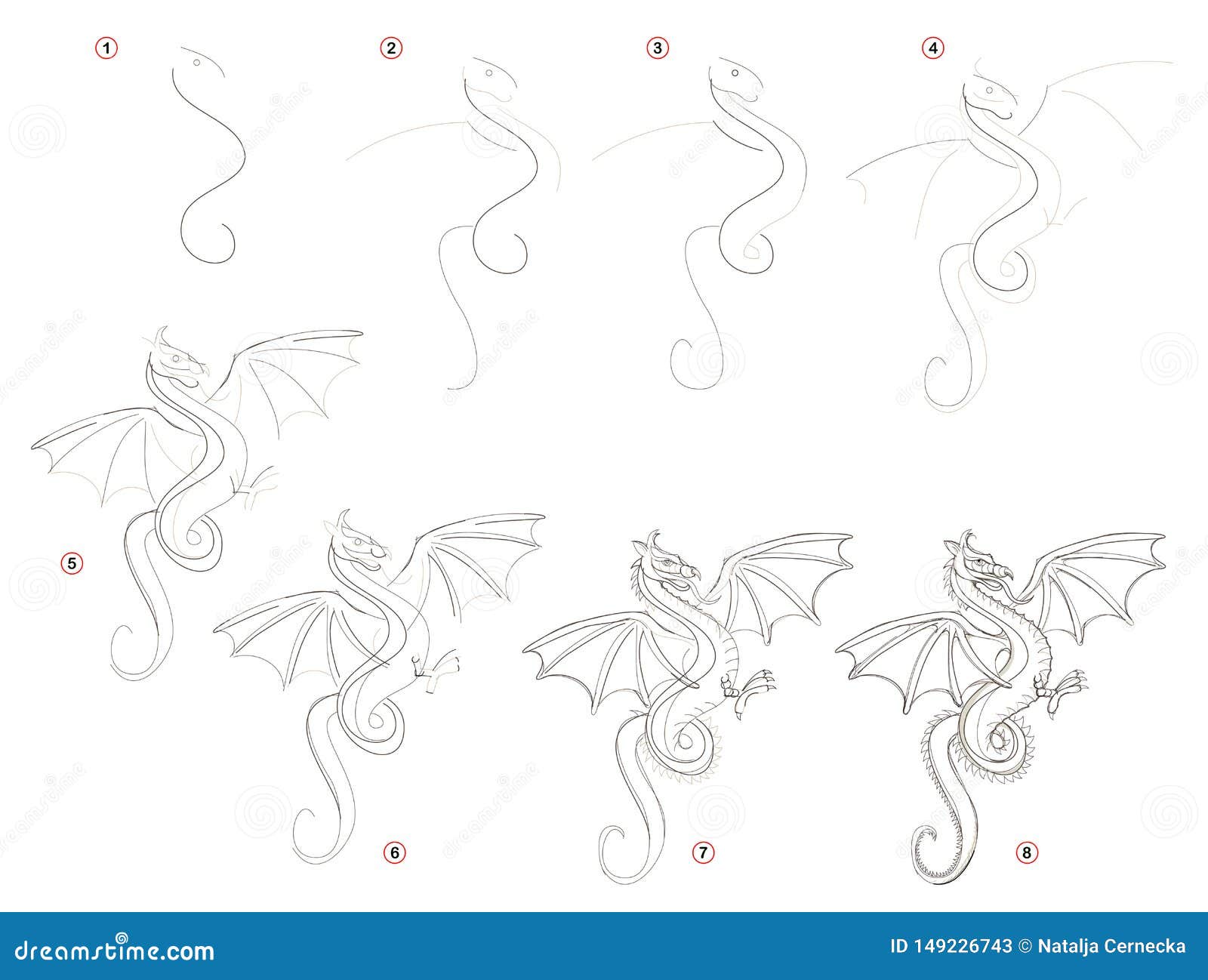 Dragon Pencil Drawing Stock Illustrations – 514 Dragon Pencil ...
