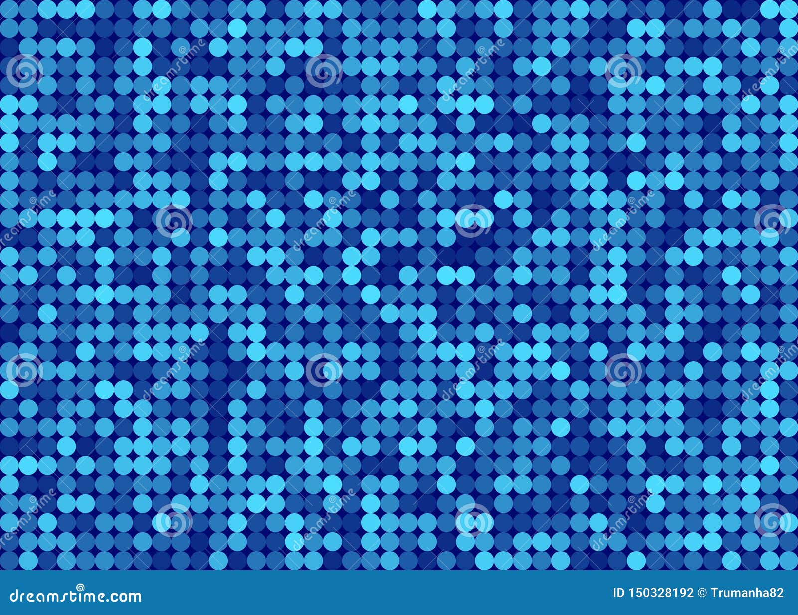 Vector Abstract Seamless Shiny Dots Pattern in Blue Background Stock