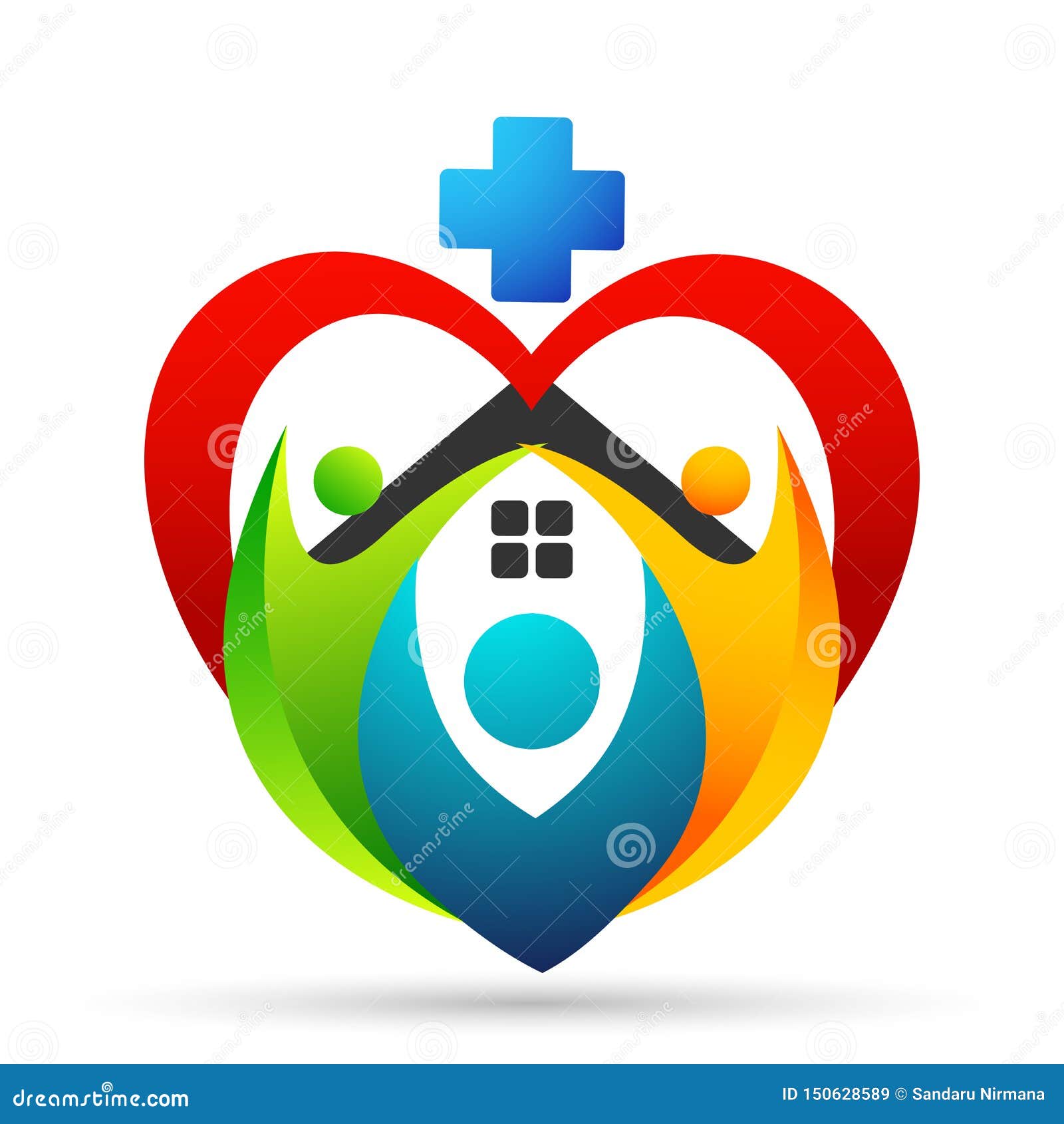 Medical Heart Family Care Globe Family Health Concept Logo Icon Element ...