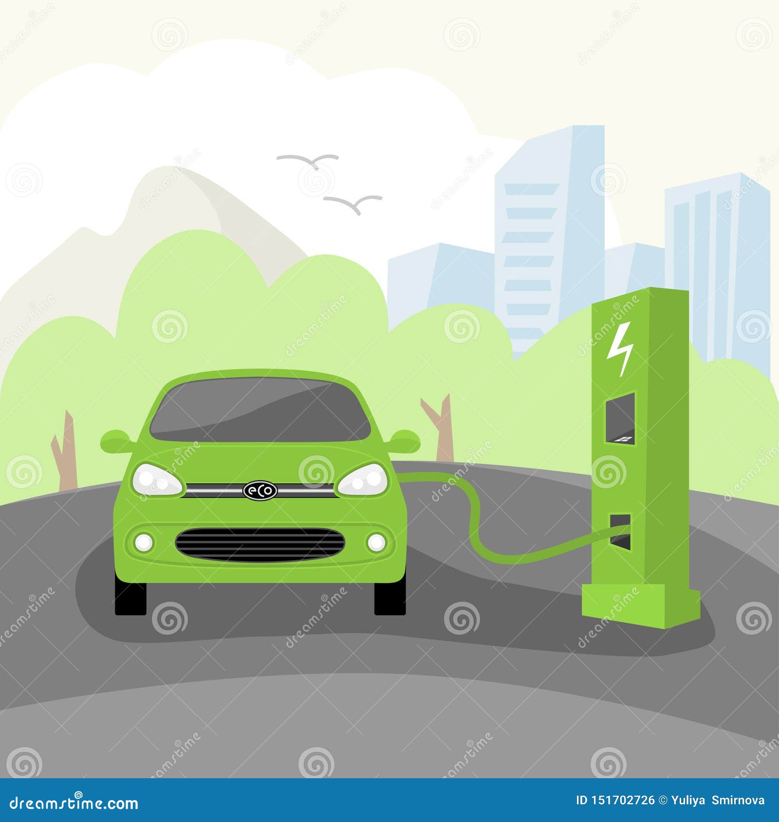 Vector Electric car. stock vector. Illustration of cartoon 151702726