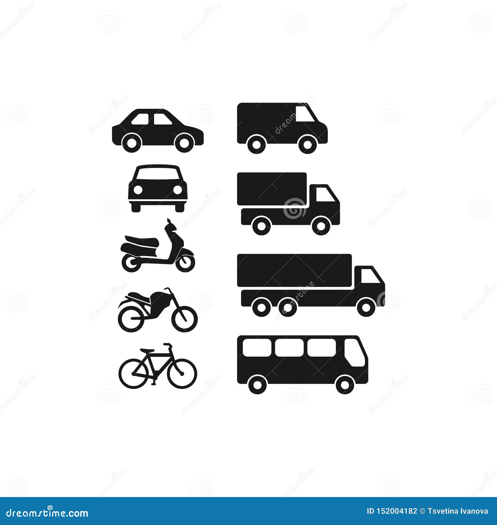 motor vehicles, automobile, bus, truck flat  pictogram icon set. .