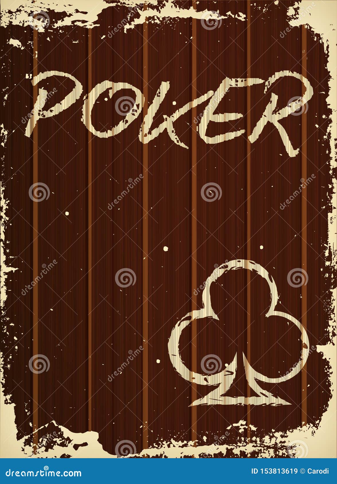 Casino Chalk Drawing Clubs Poker Card Background Stock Vector