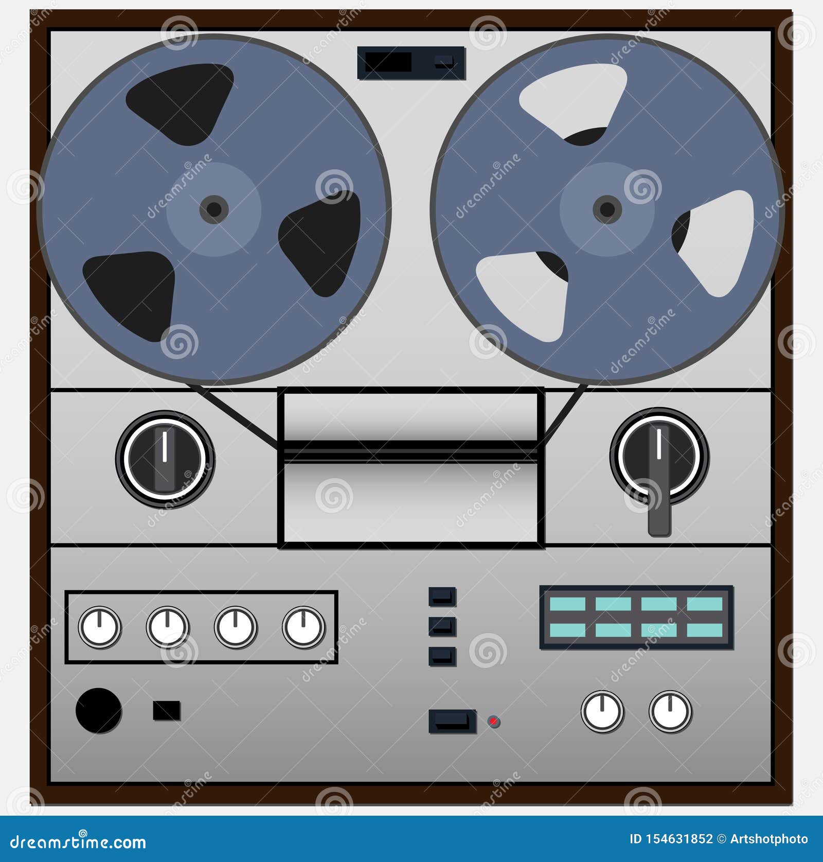 Vintage Magnetic Audio Tape Reel-to-reel Recorder Stock Vector