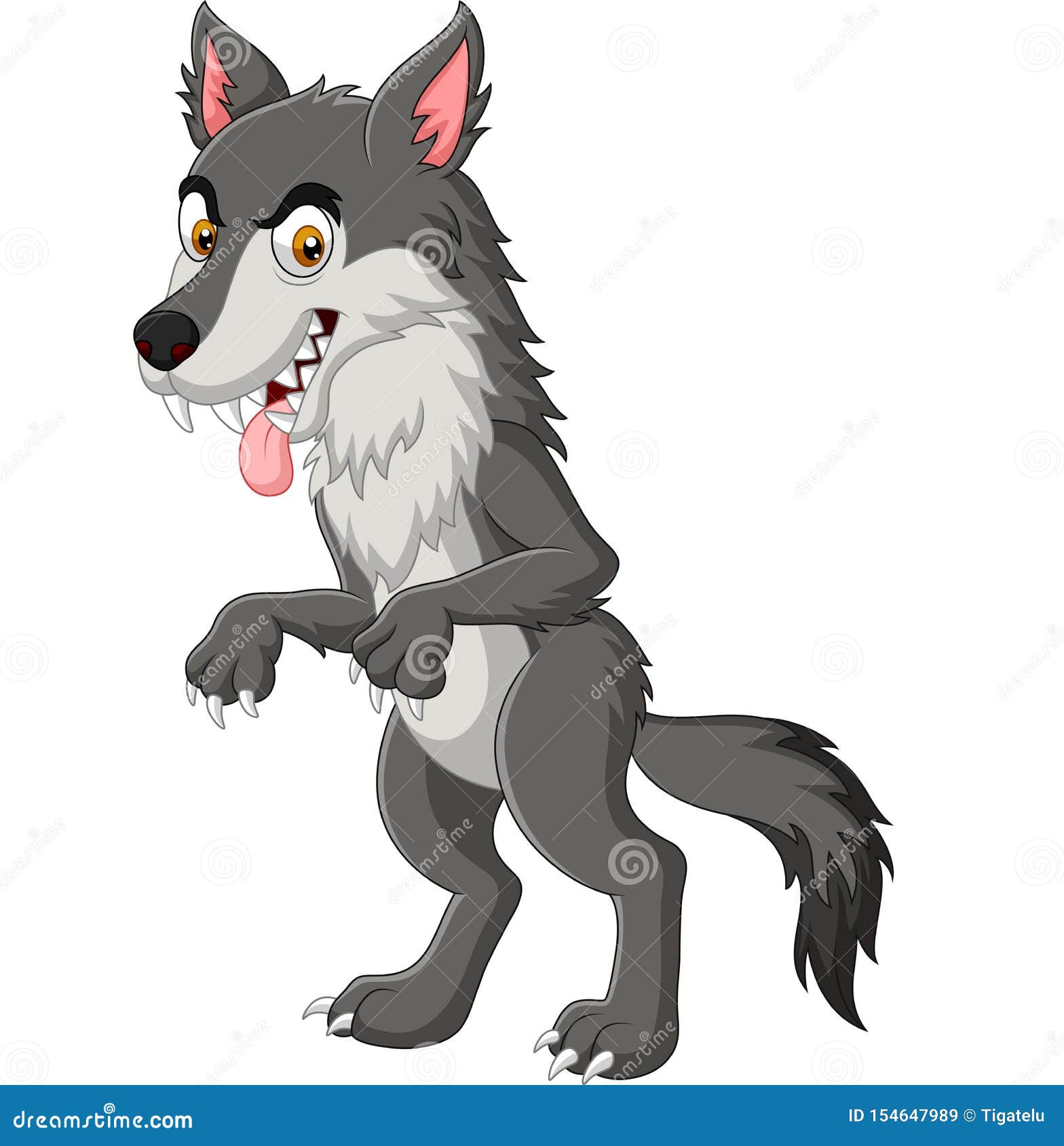 Cartoon Angry Wolf Isolated on White Background Stock Vector ...