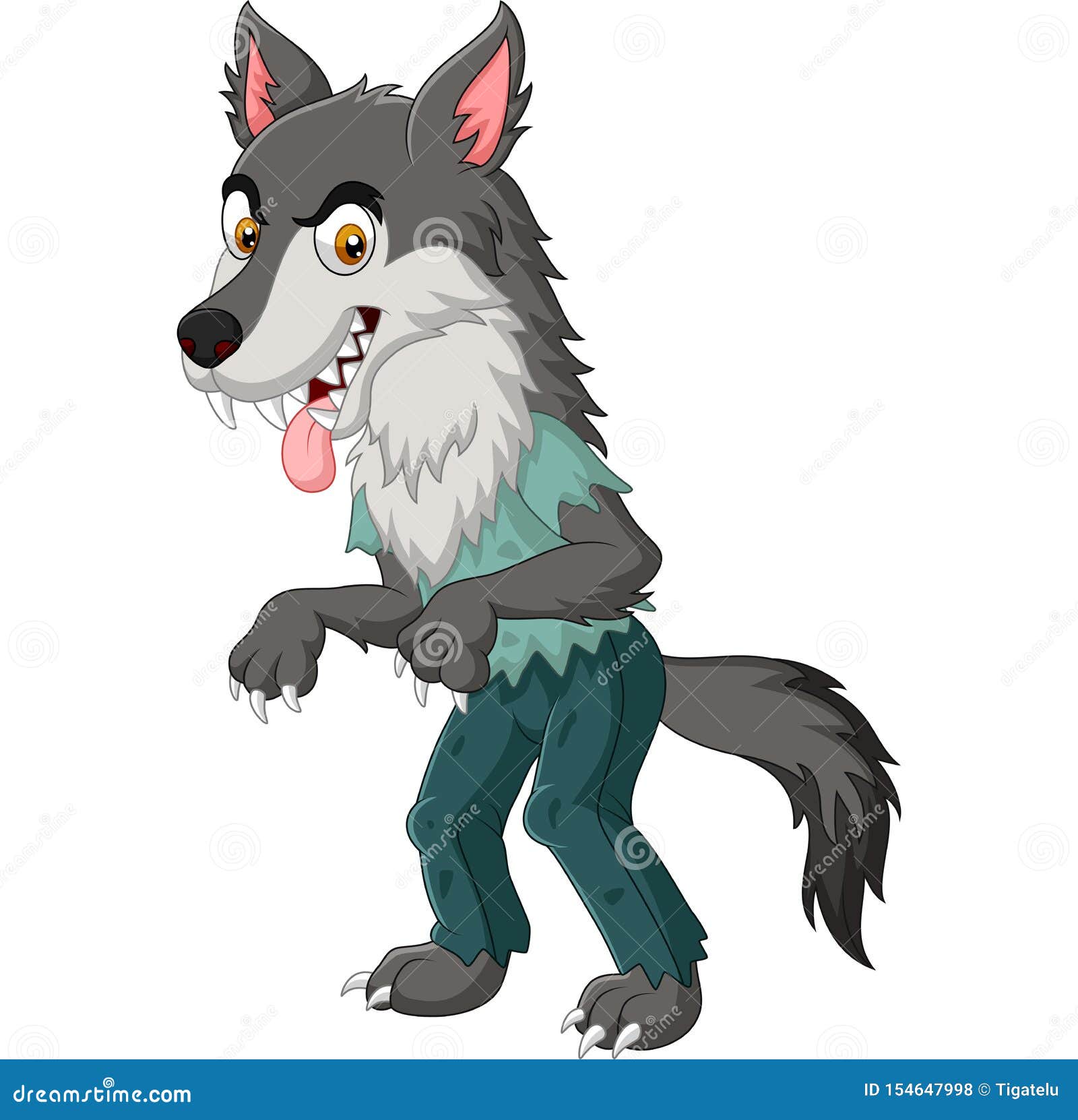 Cartoon Angry Werewolf Isolated on White Background Stock Vector ...