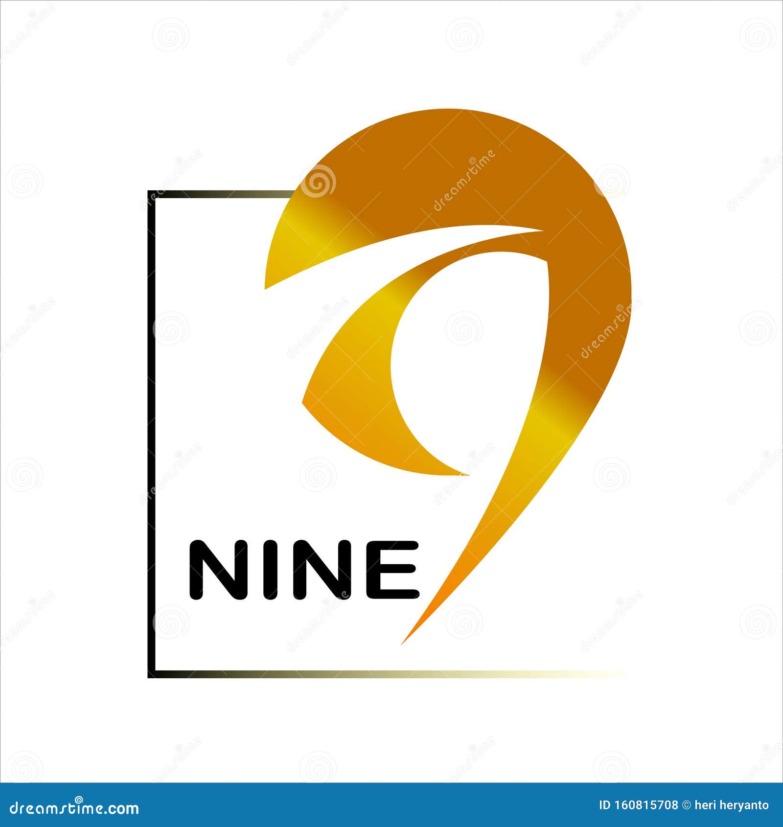 Number Nine Logo Vector Design Template. Logo 9 Design. Stock